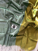 Pista Nd Mehndi Half N Half Designe  Handloom Raga Tissue Saree